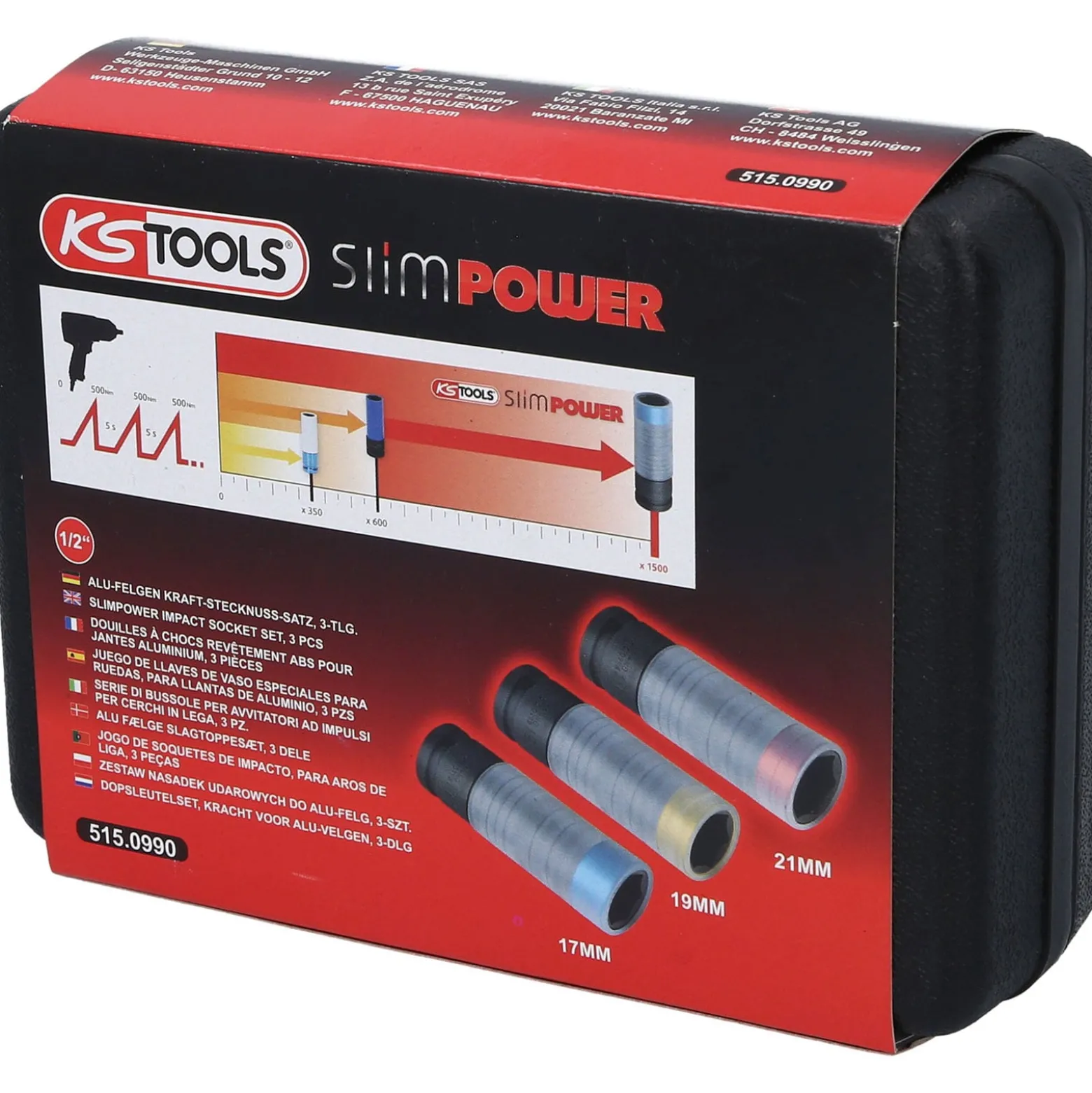 KS TOOLS SlimPOWER Impact-Stecknuss-Satz 3tlg. 1/2" - 515.0990
