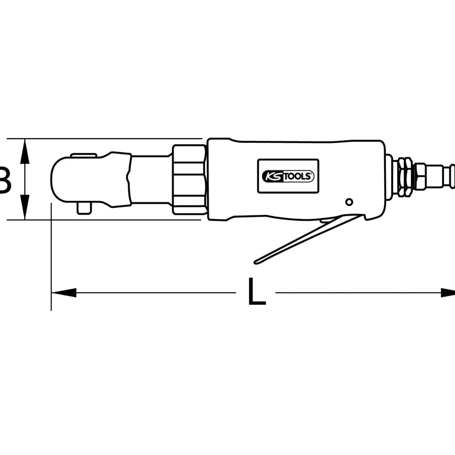 KS TOOLS 1/4" SlimPOWER Mini-Druckluft-Umschaltratsche 30 Nm - 515.5505