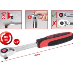 KS TOOLS 1/4" SlimPOWER Umschaltknarre 72 Zahn - 920.1490