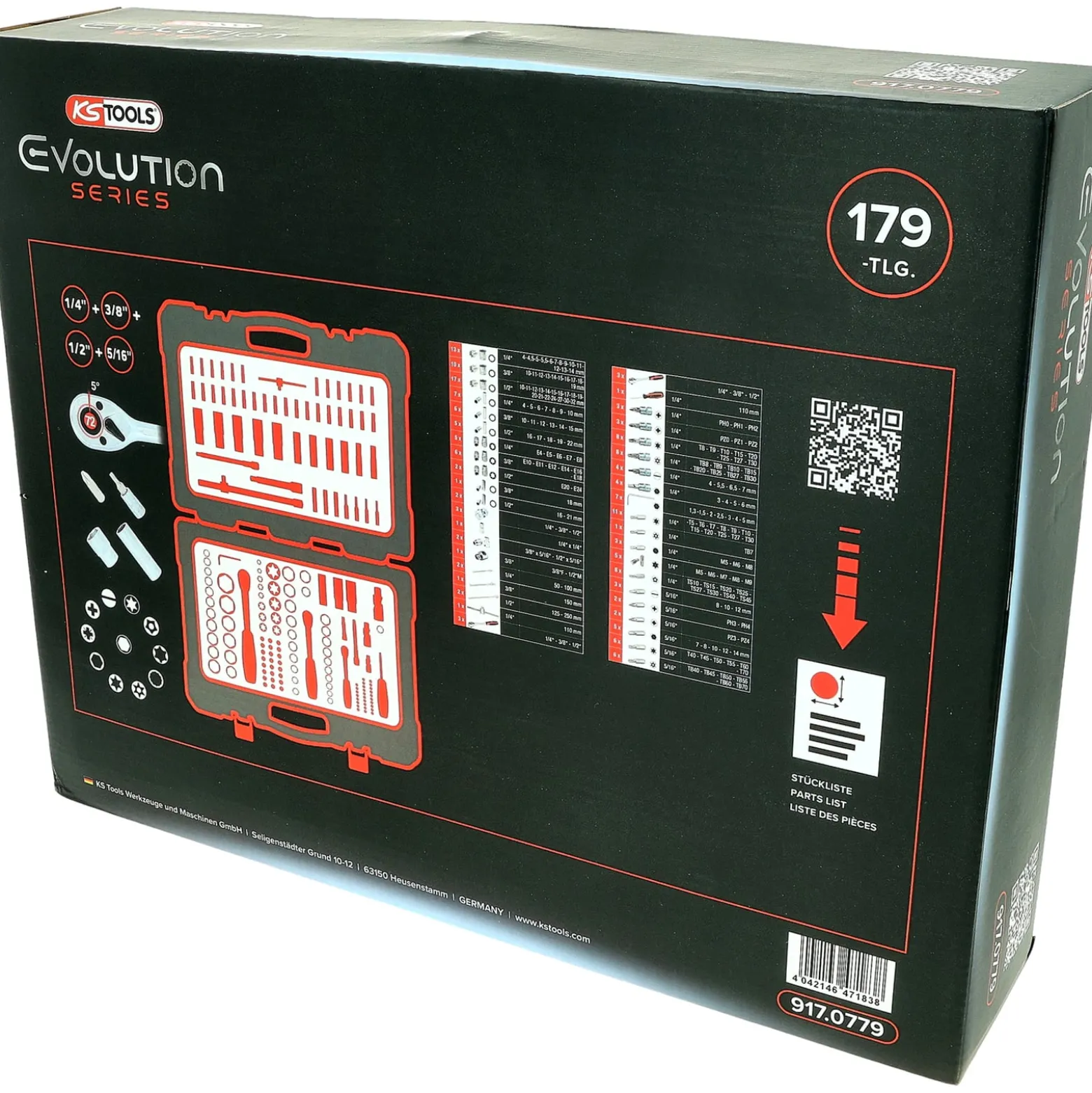 KS TOOLS 1/4"+ 3/8"+ 1/2" Steckschlüssel-Satz 179tlg. - 917.0779