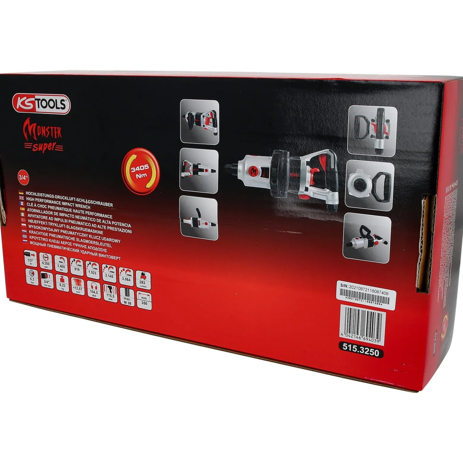 KS TOOLS 3/4" superMONSTER Hochleistungs-Druckluft-Schlagschrauber 3.405 Nm - 515.3250
