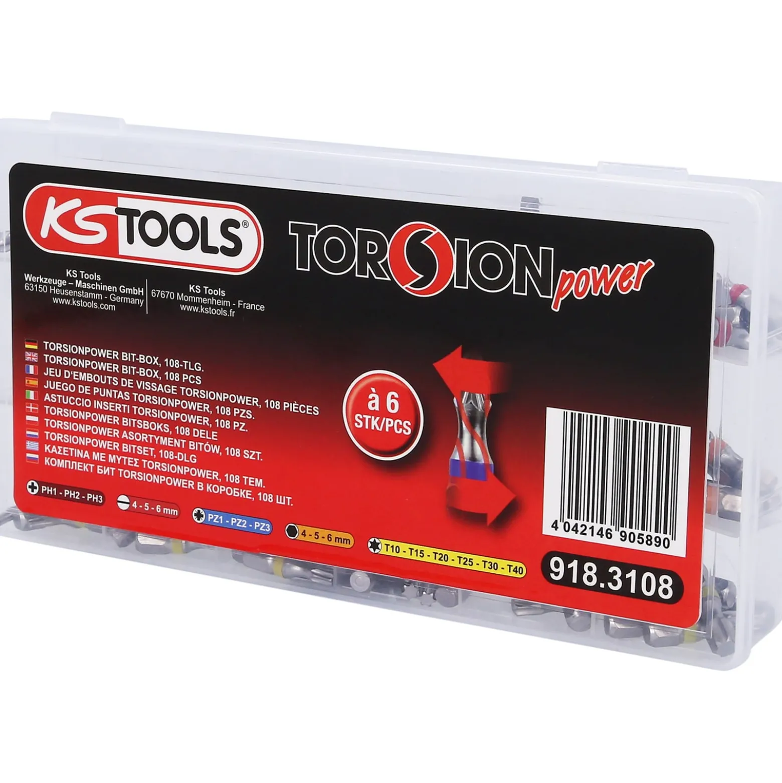 KS TOOLS TORSIONpower Bit-Sortiment 108tlg. - 918.3108