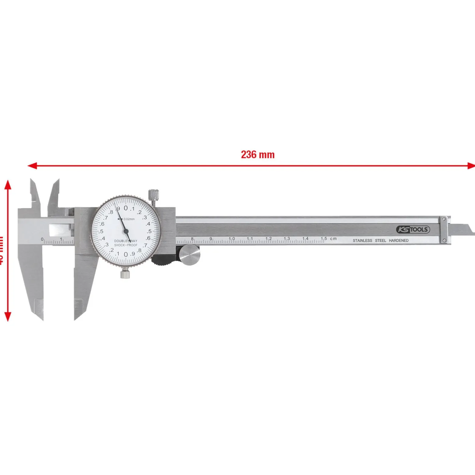 KS TOOLS Uhren-Messschieber Messgenauigkeit +/-02 - 300.0547