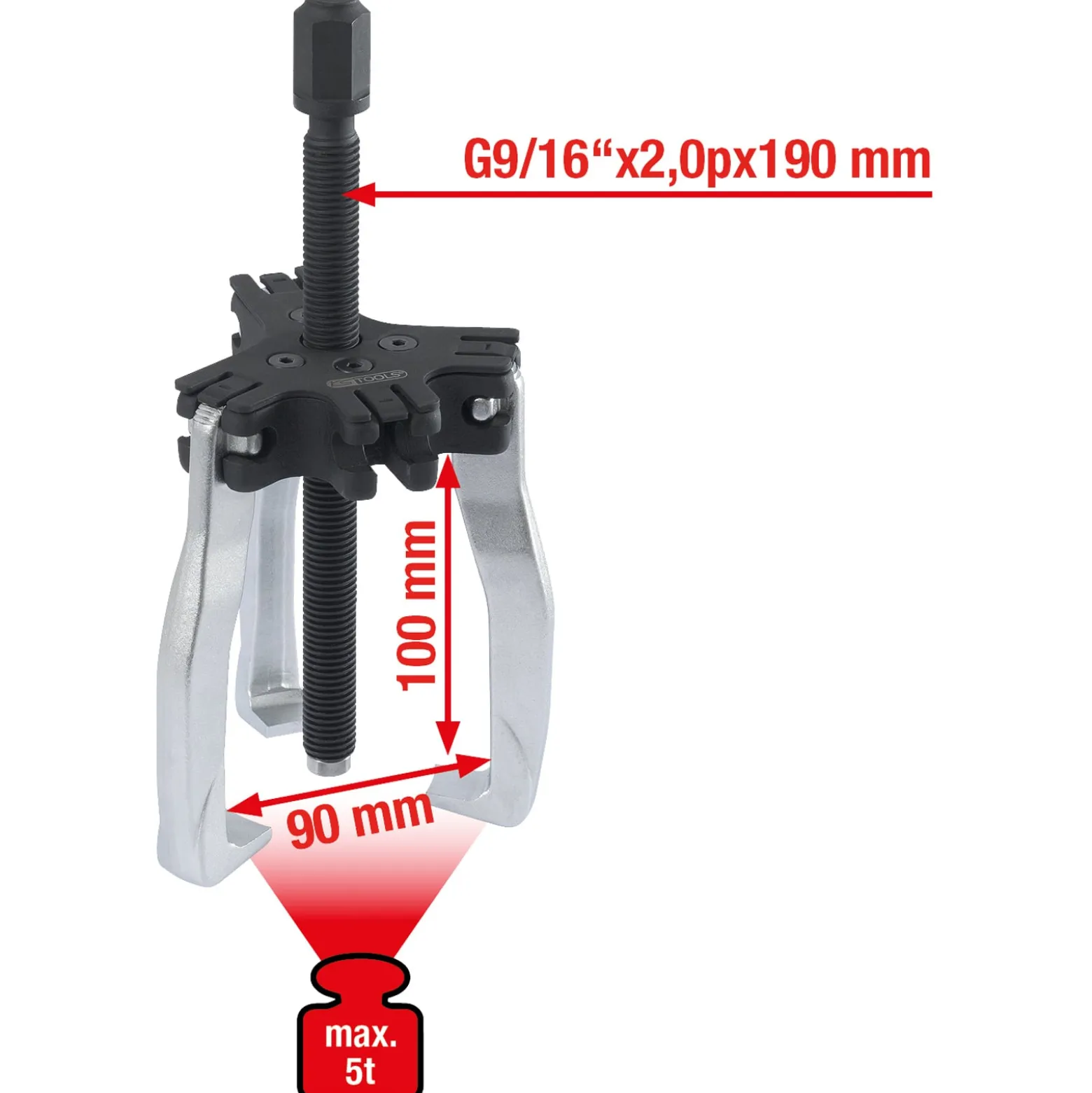 KS TOOLS Universal-Abzieher 2+3-armig 90 mm Gr.2 5t - 640.4204
