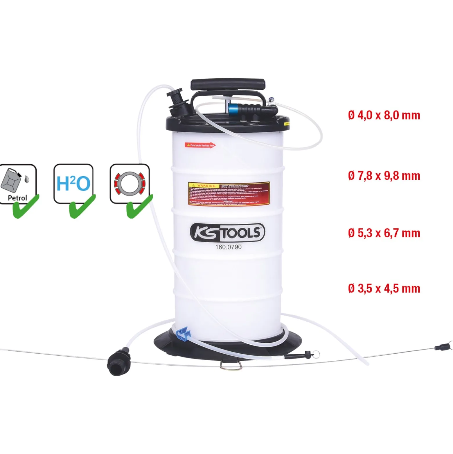 KS TOOLS Vakuum-Absaugpumpe 9,5 l inklusive 4 Sonden - 160.0790