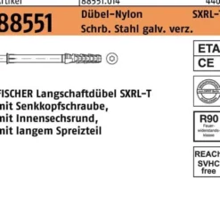 Langschaftdübel R 88551 SXRL 10x230 T Schr.Stahl verz./Dübel-Nylon 50St. FISCHER