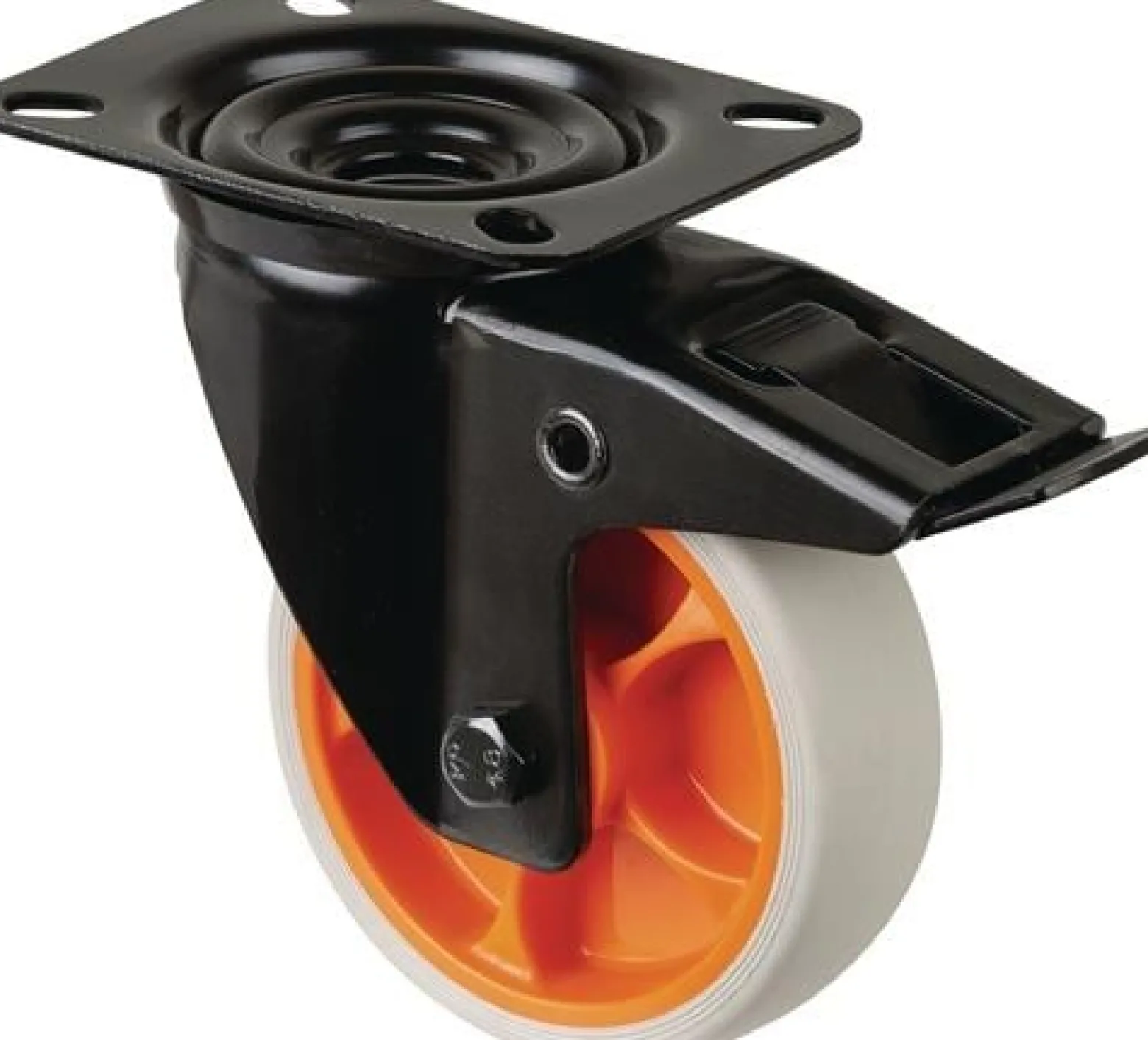 Lenkrolle D.100mm Trgf.100kg m.Festst.Gum.104x80mm hellgrau BS ROLLEN