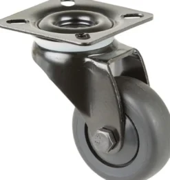 Lenkrolle D.50mm Trgf.50kg m.Platte Kugell.Gum.schwarz BS ROLLEN