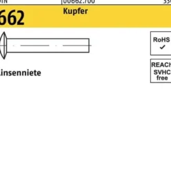 Linsenniete DIN 662 5x 12 Kupfer 500 Stück