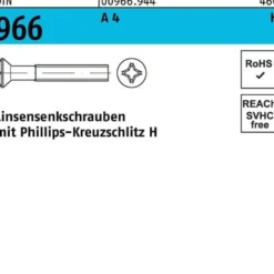 Linsensenkschraube DIN 966 Kreuzschlitz PH M2,5x 16-H A 4 1000 Stück
