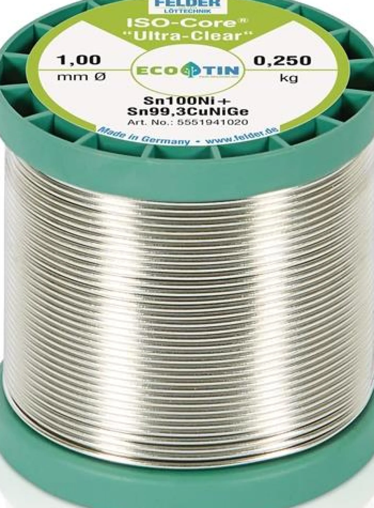 Lötdraht ISO-Core® UltraClear 1mm 250g Sn100Ni+ FELDER