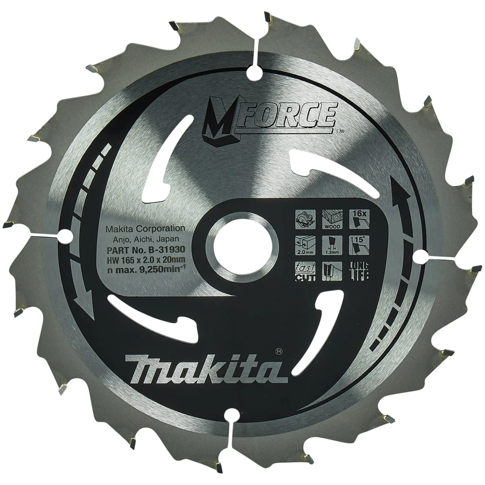 Makita M-FORCE Sägeblatt 165x20x16Z - B-31930