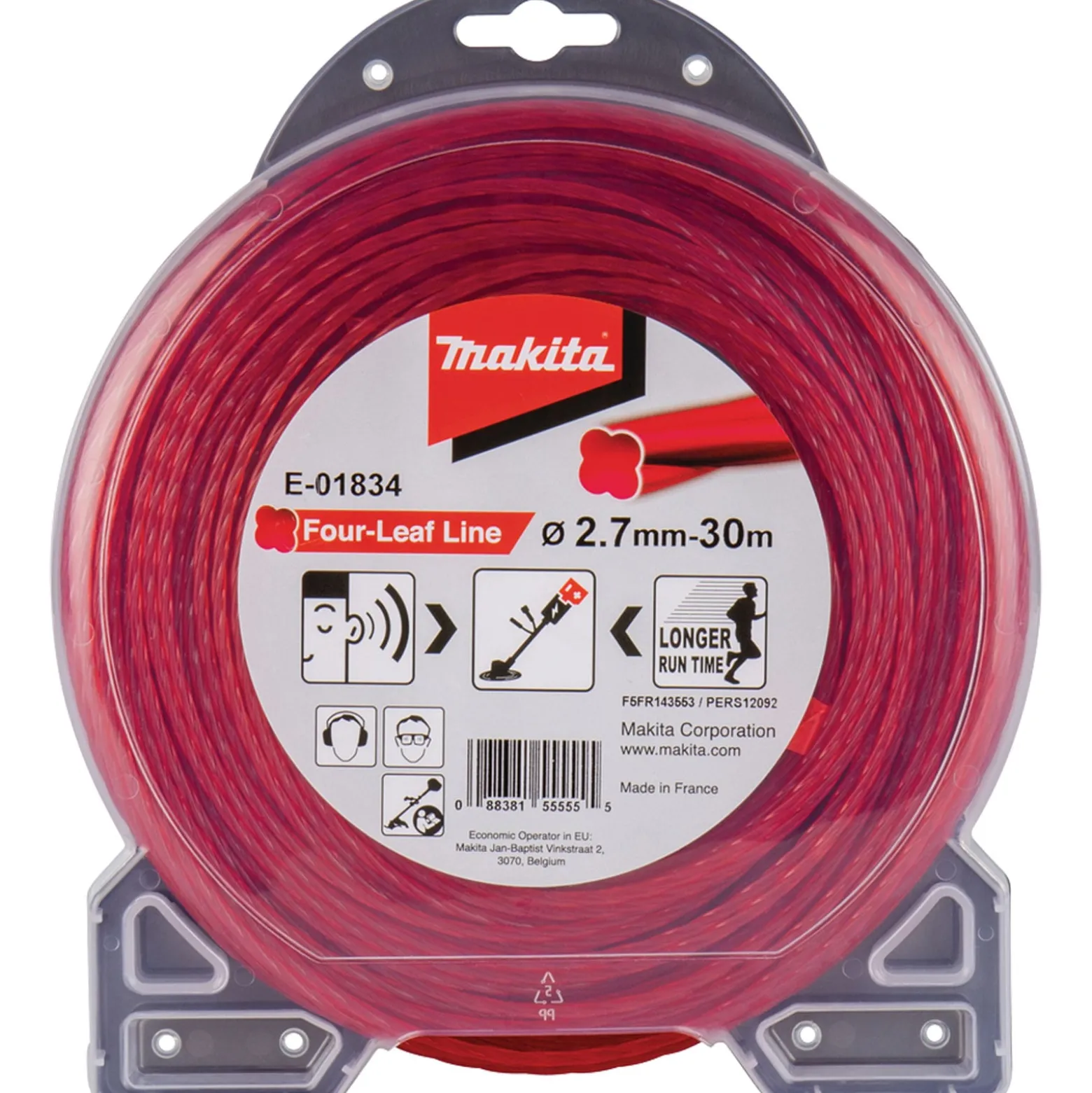 Makita Mähfaden Four-Leaf Rot 30 m Ø 2,7 mm - E-01834