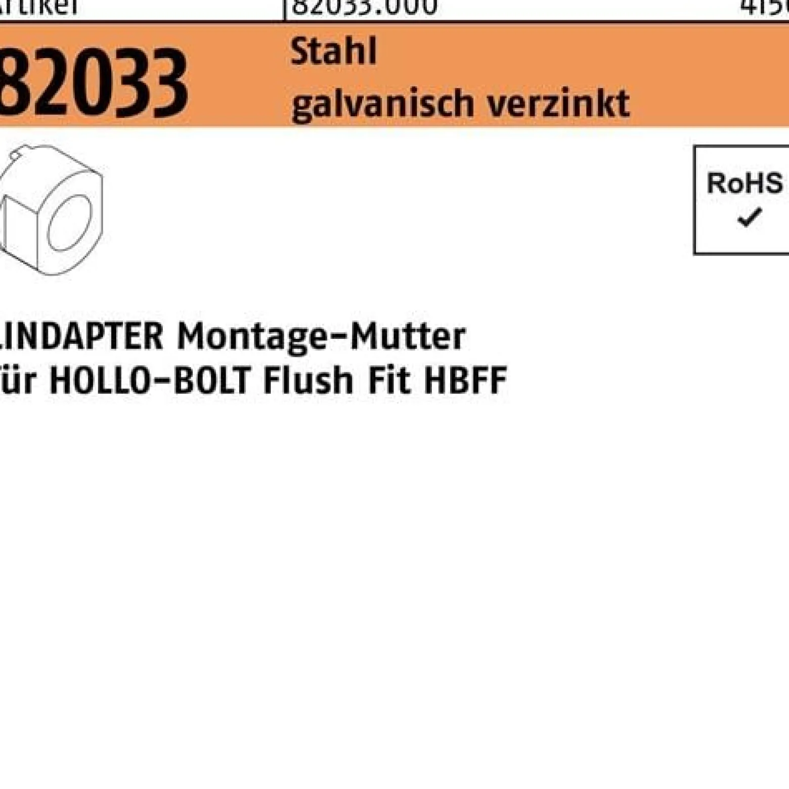 Montagemutter R 82033 HBFF10 Stahl galv.verz. 1 Stück LINDAPTER