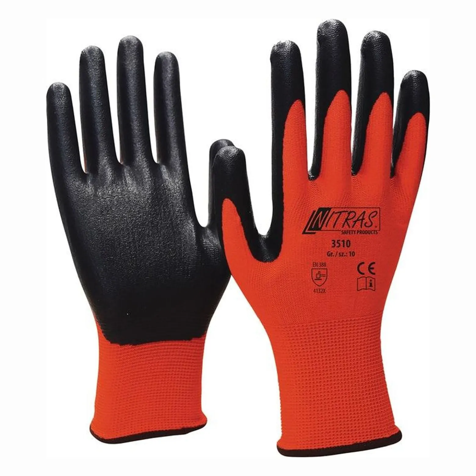 Nitras Handschuhe Nitril rot / schwarz Foam Gr. 8 - 3510-8
