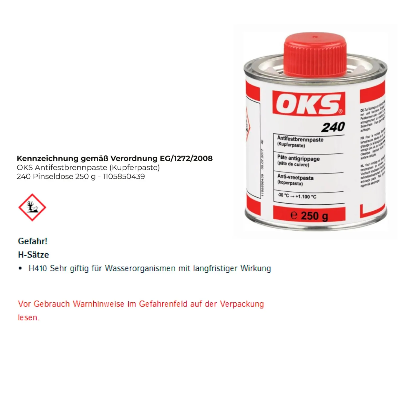 OKS Antifestbrennpaste (Kupferpaste) 240 Pinseldose 250 g - 1105850439