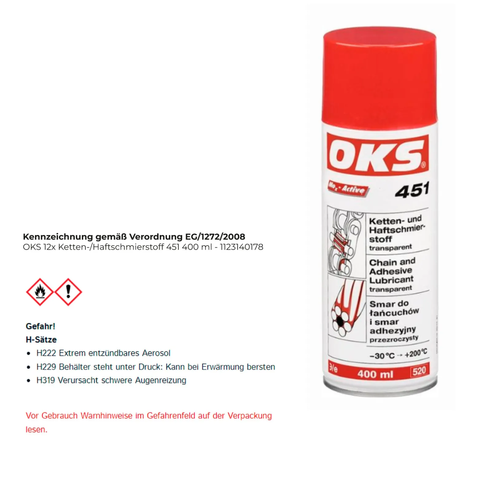 OKS Ketten-/Haftschmierstoff 451 400 ml - 1123140178