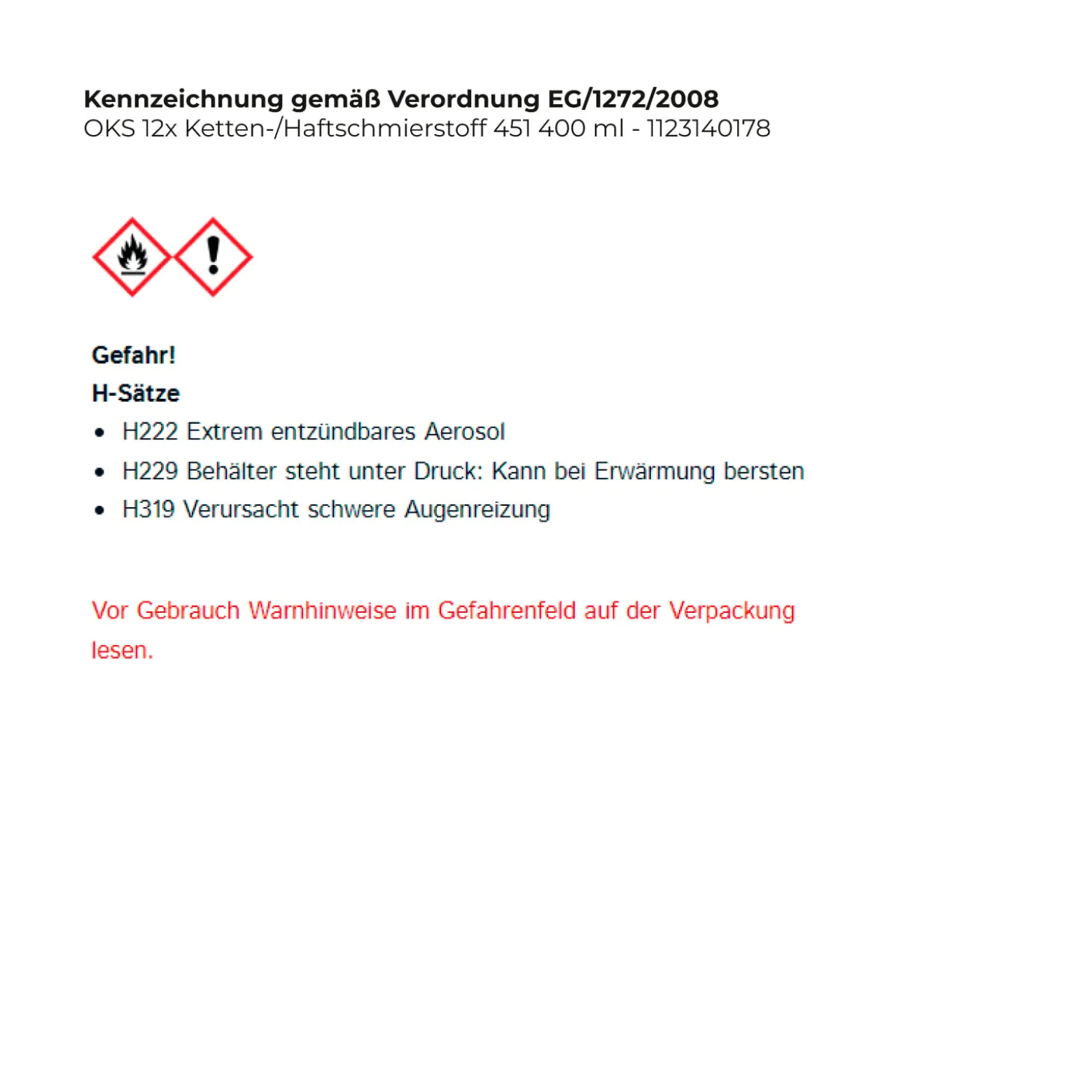 OKS Ketten-/Haftschmierstoff 451 400 ml - 1123140178