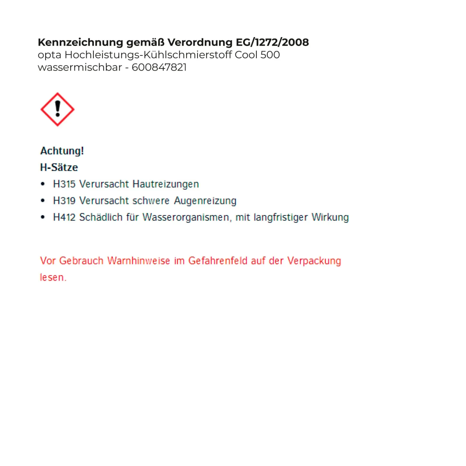 opta Hochleistungs-Kühlschmierstoff Cool 500 wassermischbar - 600847821