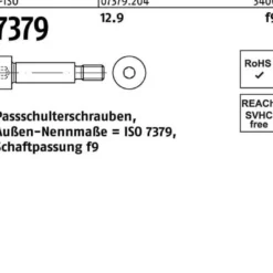 Paßschulterschraube ISO 7379 10 - M8x 80 12.9 Schaftpassung f9 25 Stück