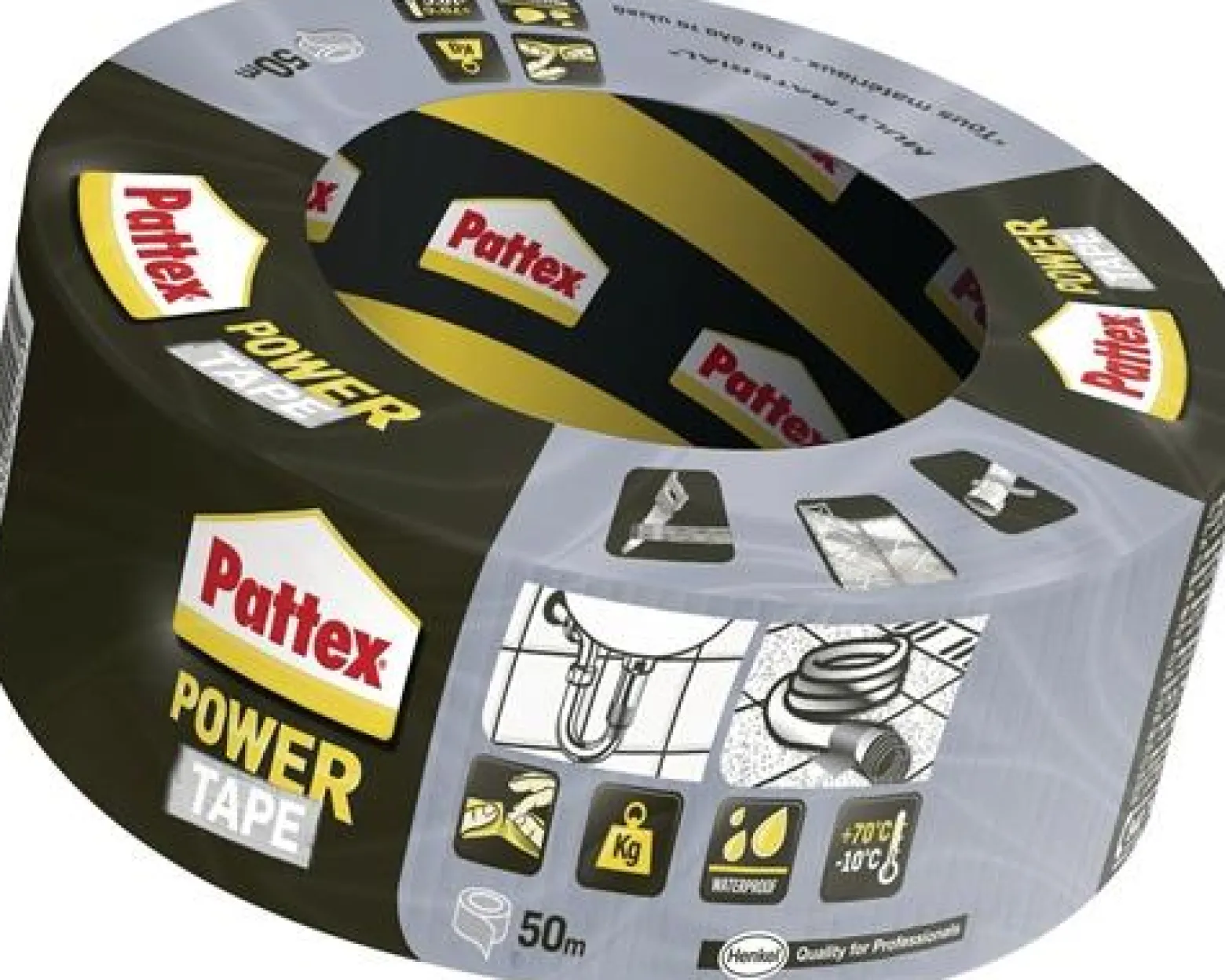 PATTEX Gewebeband Power-Tape silber-grau 50 m x 50 mm Rolle - PT5SW
