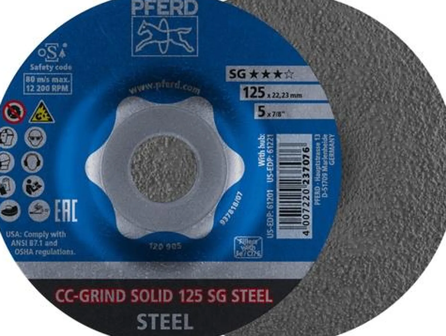 PFERD Schruppscheibe CC-GRIND-SOLID SG STEEL D 125 - 64185125
