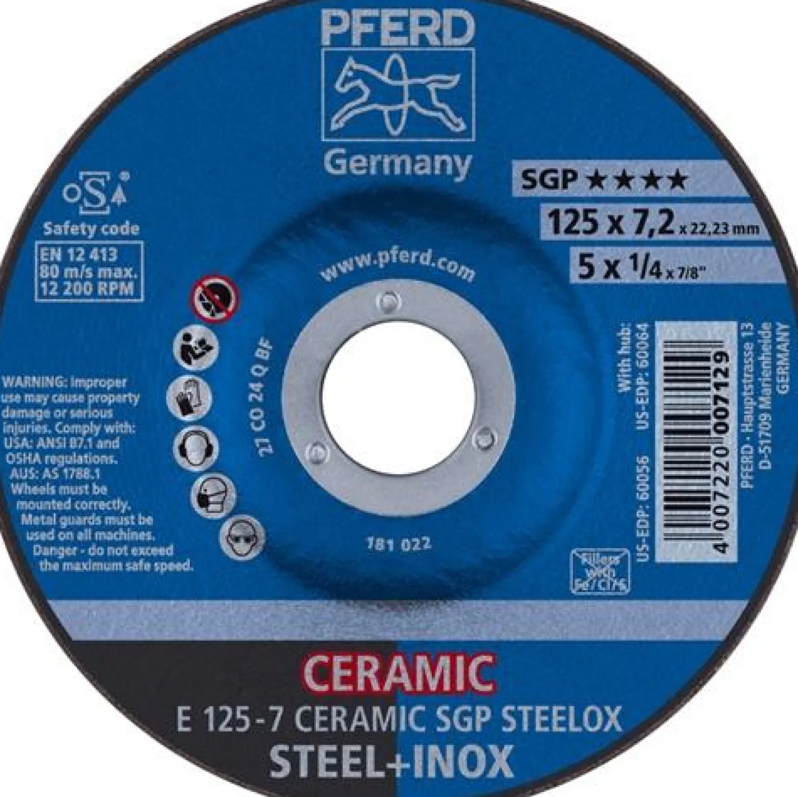 PFERD Schruppscheibe CERAMIC SGP STEELOX D 125 x S 7 mm - 62212300