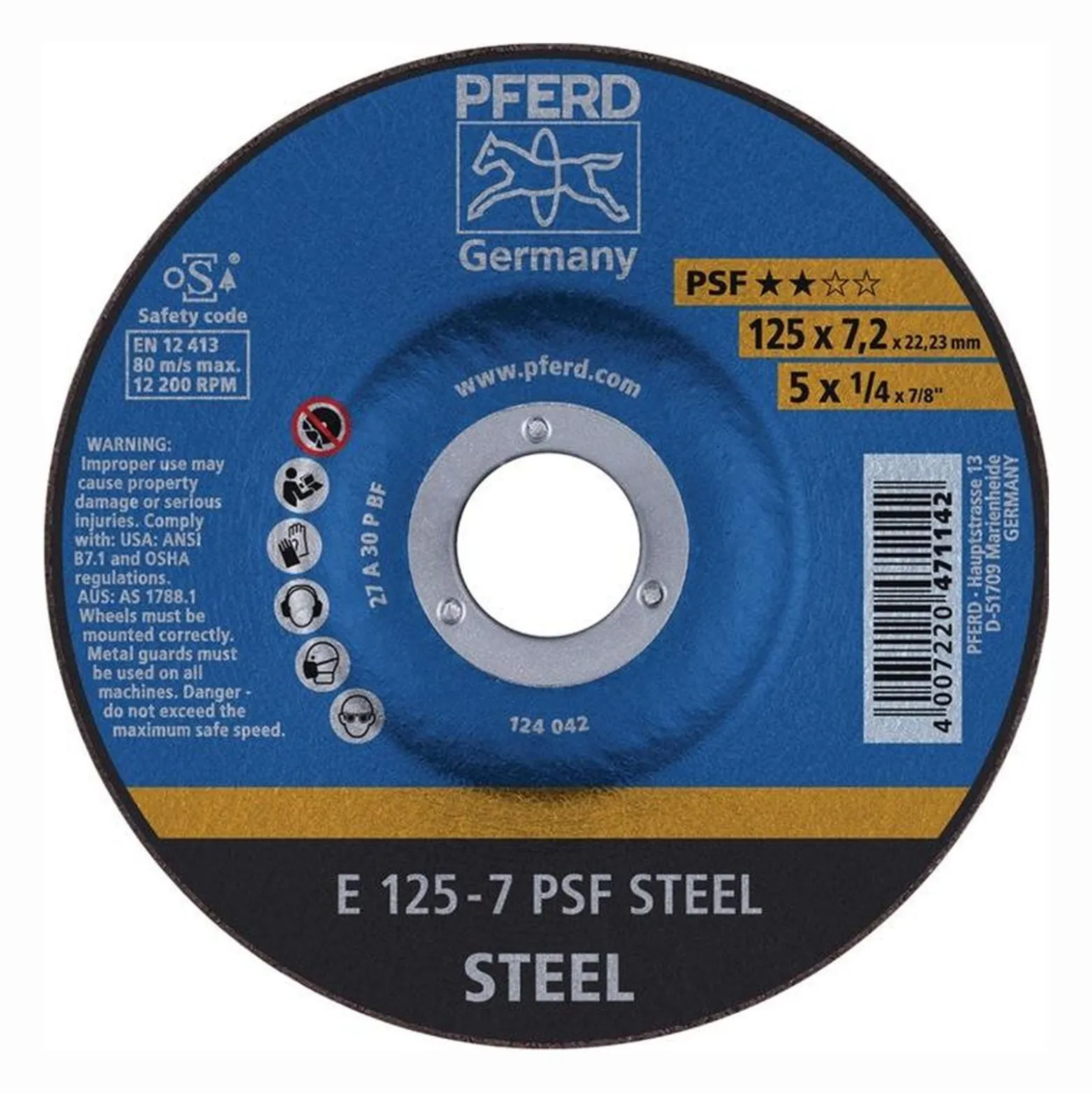 PFERD Schruppscheibe PSF STEEL D 125 x S 7,2 mm - 62012634