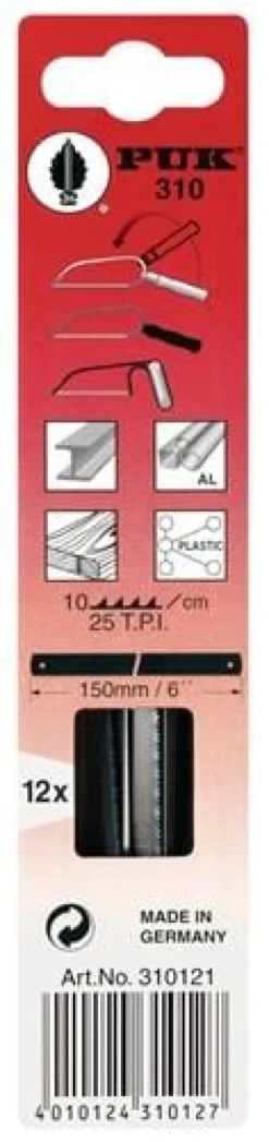 PUK 12x Metallsägeblatt 310 Länge 150 mm - 310121-44301