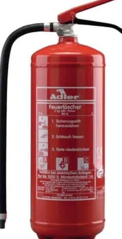 Pulverfeuerlöscher Adler PDE12 12 kg m.Dauerdruck Brandkl.43 A 233 B C m.Wandh.