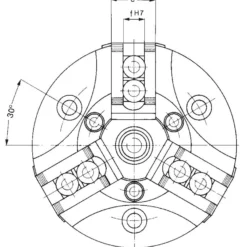 Röhm Kraftbetätigtes-Ausgleichsfutter KFD-AF, Größe 315, 3-Backen, Spitzverzahnung 90° - 144623