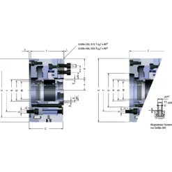 Röhm Kraftspannfutter KFD-HS 160, 3-Backen, Spitzverzahnung 90°, ISO 702-I - 142478