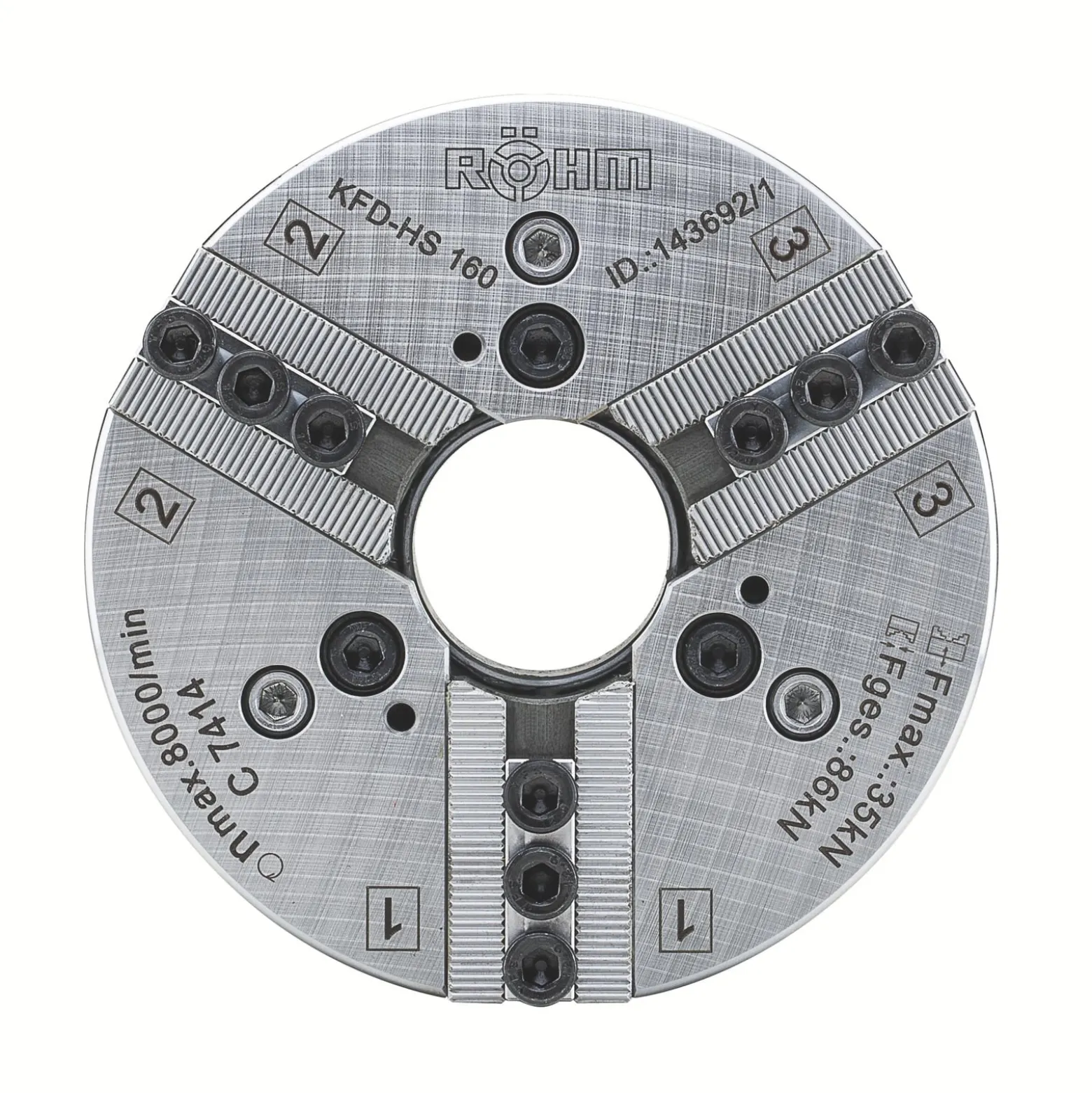 Röhm Kraftspannfutter KFD-HS 160, 3-Backen, Kreuzversatz, ISO 702-I - 157768