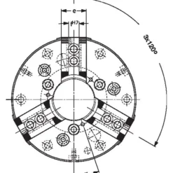 Röhm Kraftspannfutter KFD-HS 175, 3-Backen, Spitzverzahnung 90°, ISO 702-I - 143893