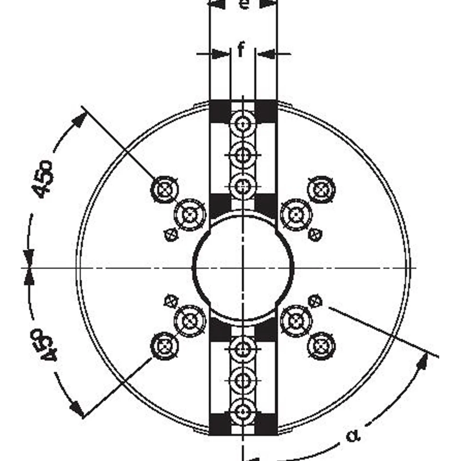 Röhm Kraftspannfutter KFD-HS 200, 2-Backen, Spitzverzahnung 90°, Zylindrische Zentrieraufnahme 170 - 147285
