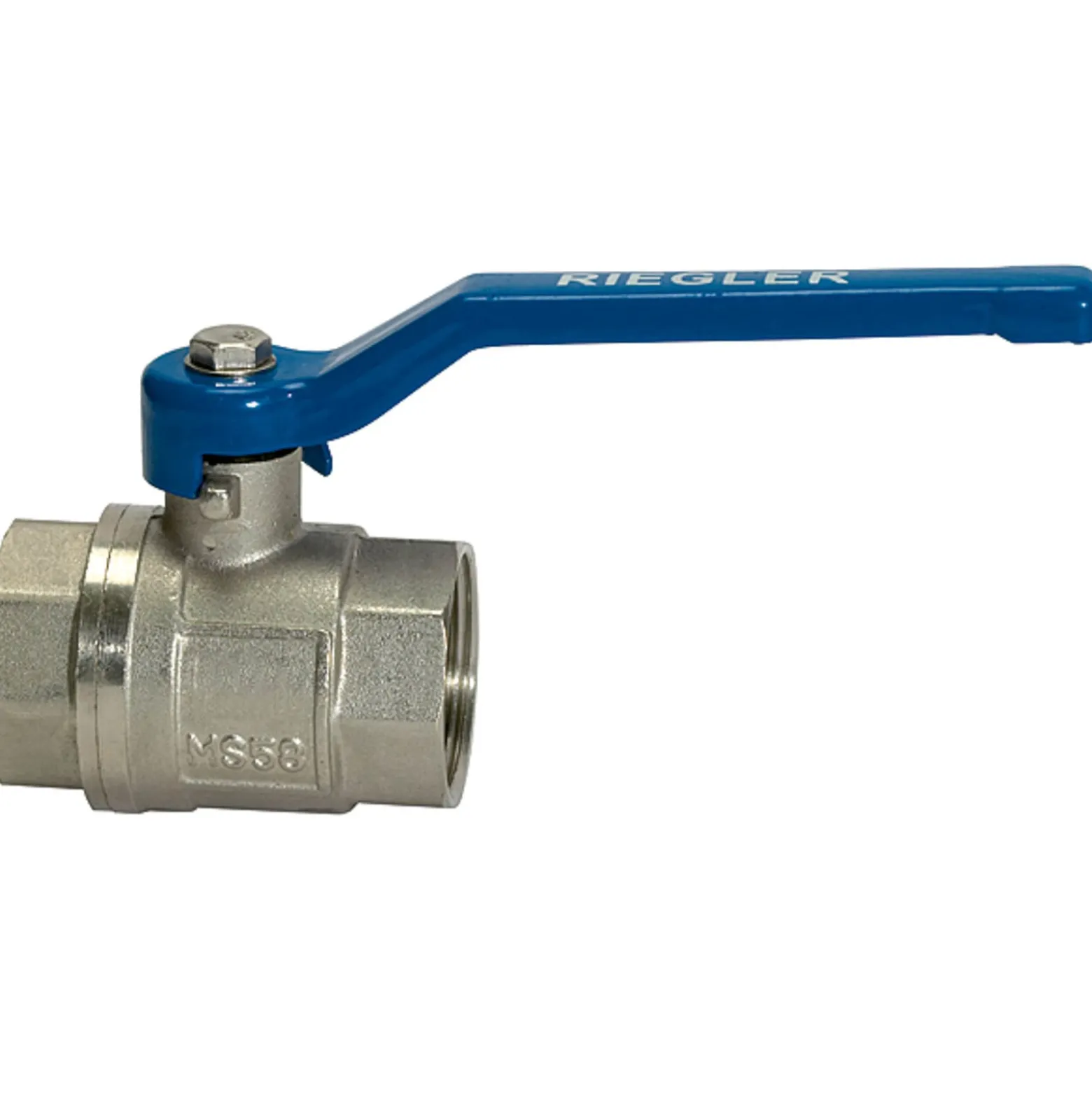 Riegler Kugelhahn valve line Handhebel blau MS vernickelt IG/IG G 1/2 - 115713
