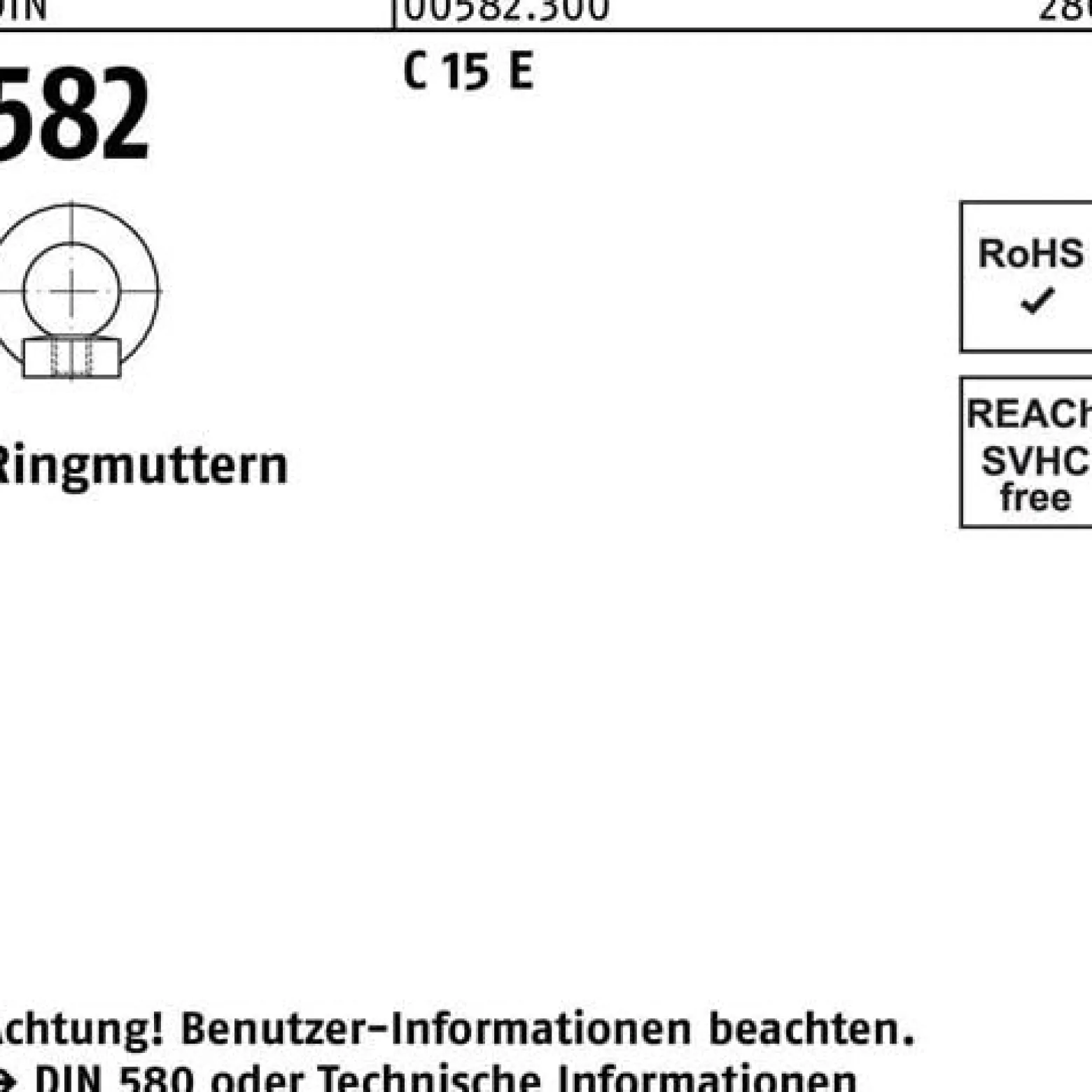 Ringmutter DIN 582 M8 C 15 E 25 Stück