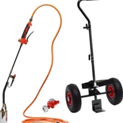 ROTHENBERGER Industrial 2teiliger Anwärmbrenner ECO Piezo & Flaschentransportwagen im Set – 1500005295