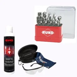 RUKO Hartmetall-Frässtifte-Satz HM, 10tlg., Zylinderschaft, Kreuzverzahnung rechtsschneidend inkl. Spray & Schutzbrille - WZS116002