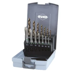 RUKO Maschinengewindebohrer HSSE-Co 5 + ULTIMATECUT Spiralbohrer DIN 338 Typ FLOWSTEP® HSSE-Co 5 in Kunststoffkassette - 259048ERO