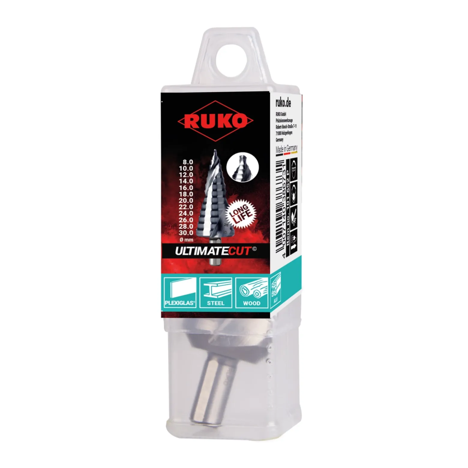 RUKO ULTIMATECUT Stufenbohrer HSS-Co 5 RUnaTEC mit FLOWSTEP® Spitze Gr. 2 - 101652EP