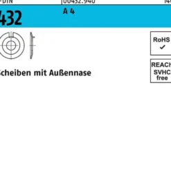 Scheibe DIN 432m.Außennase 15 A 4 25 Stück