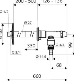 SCHELL Außenwandarm. POLAR II Set,RV,RB frostsicher,Installationsbausatz,mattchr