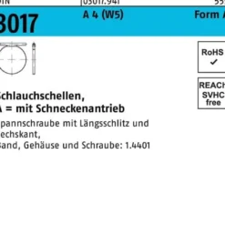 Schlauchschelle DIN 3017 W5 Schneckenantrieb 70- 90/9 C7 A 4 25 Stück