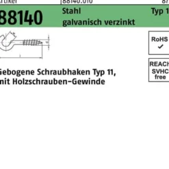 Schraubhaken R 88140 Typ 11 gebogen 20x2,3x6 Stahl galv.verz. 100St.