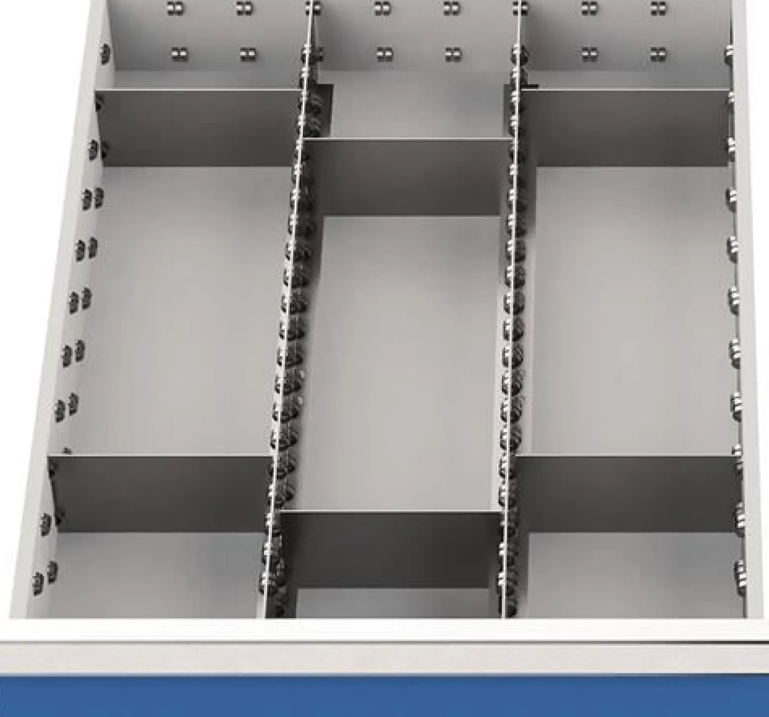 Schubladenunterteilungsmaterial Front-H.200mm 2 Längs- u.6 Querteiler