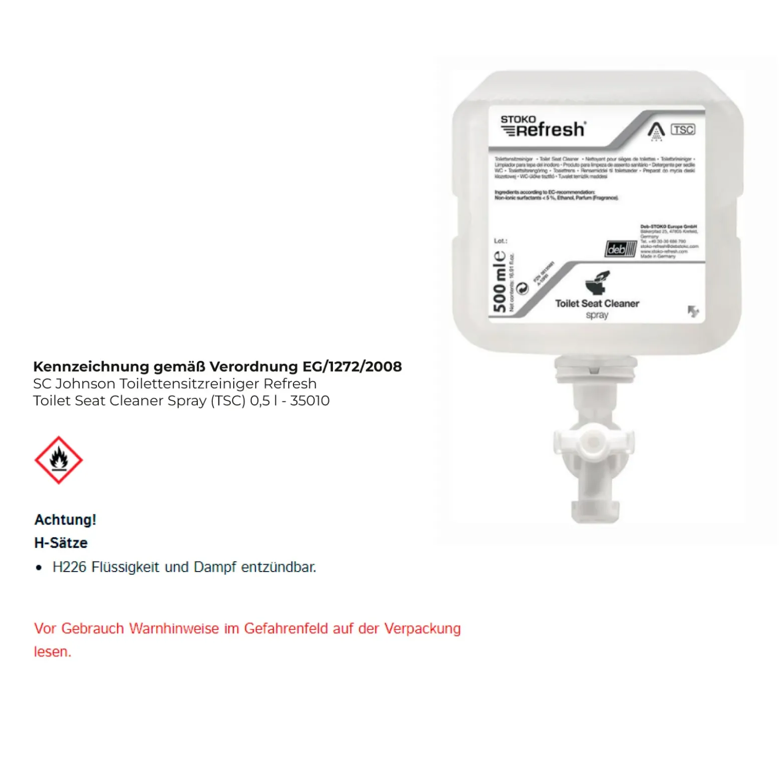 SC Johnson Toilettensitzreiniger Refresh Toilet Seat Cleaner Spray (TSC) 0,5 l - 35010