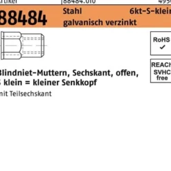 Sechskantblindnietmutter R 88484 SEKO M6 /0,5 -3,0 Stahl galv.verz. 250St.