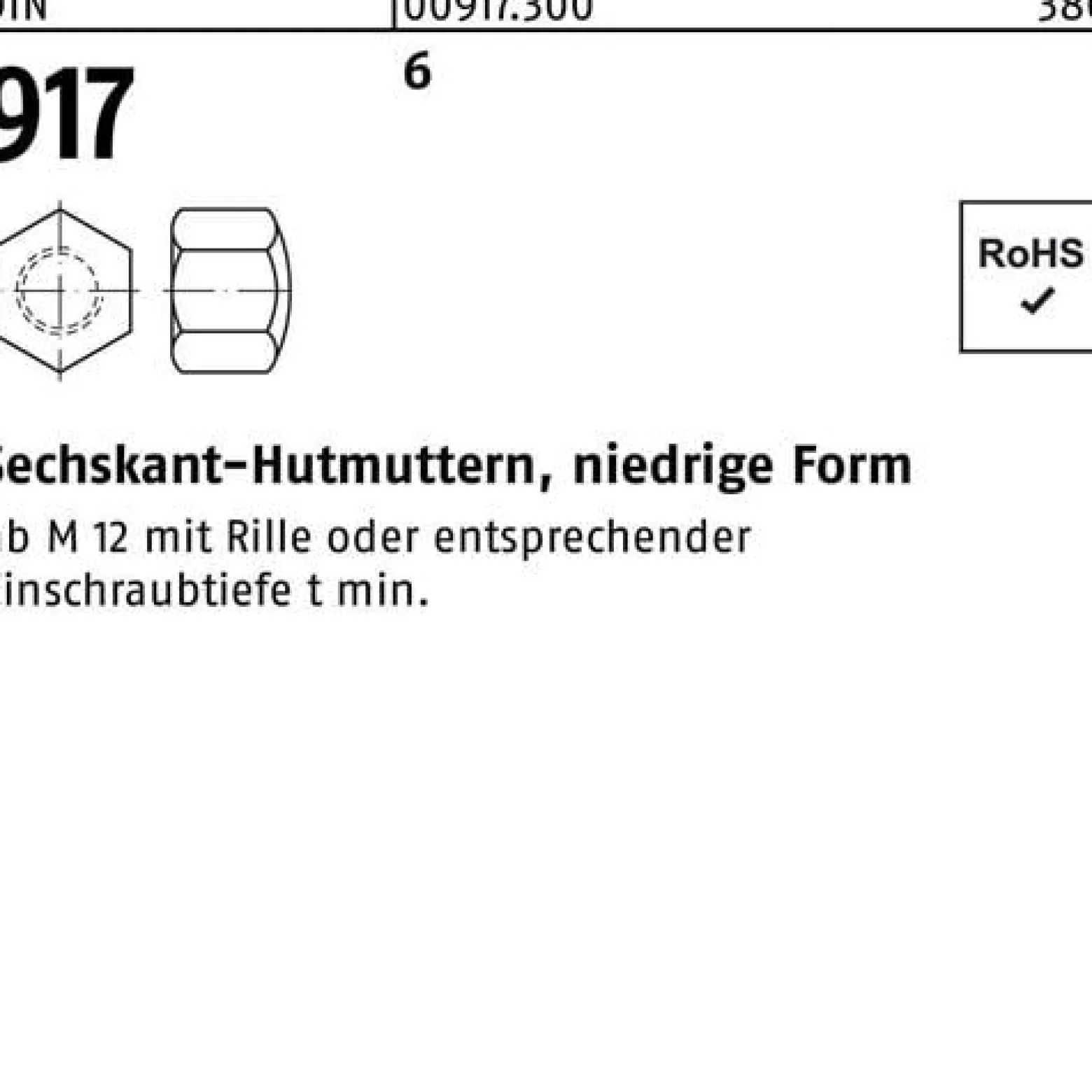 Sechskanthutmutter DIN 917 niedrige FormM36 6 1 Stück