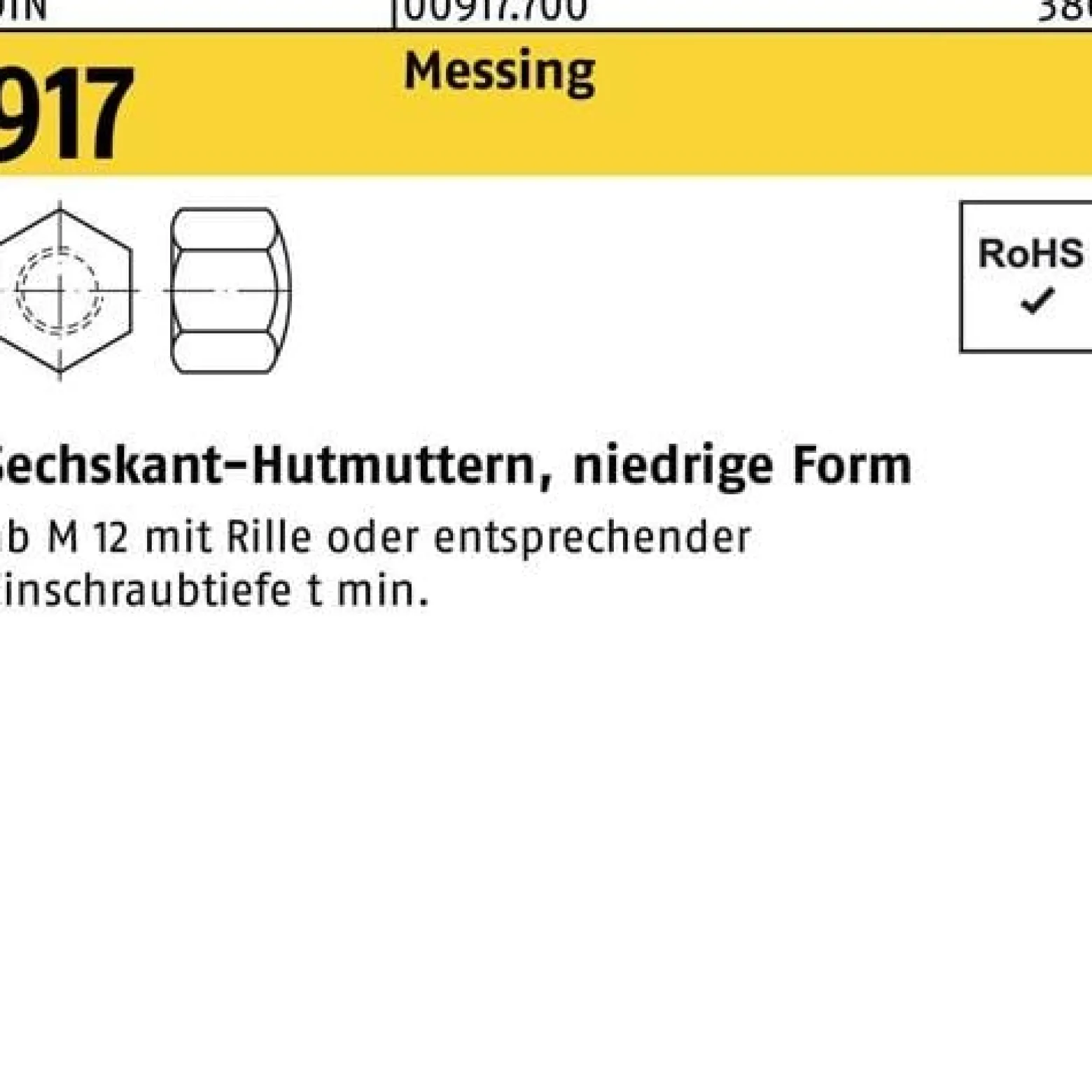 Sechskanthutmutter DIN 917 niedrige FormM4 Messing 1000 Stück
